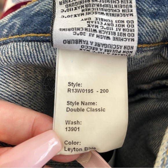 R13 Double Classic Shredded Jeans Leyton Blue Size 25 - Picture 10 of 14